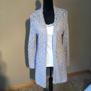 Cute Leo & Nicole crochet Grey cardigan sz M